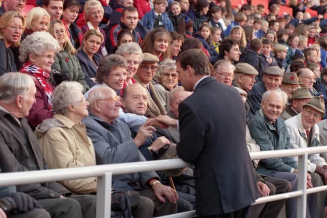 The Duke of York meeting Sunderland supporters on November 10, 1997.