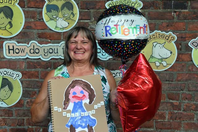 East Boldon Infant School supervisory assistant Hazel Carr retires after 31 years at the school.