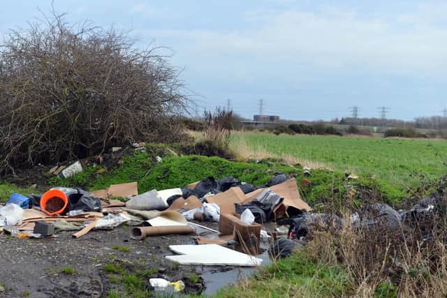 Rubbish has been dumped along the lane