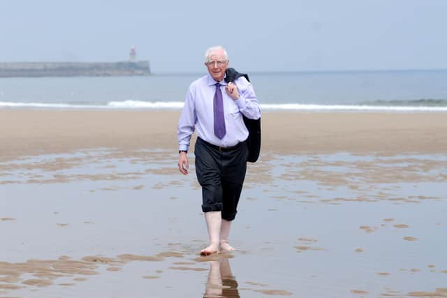 Alan Kerr celebrating a Blue Flag for Sandhaven in 2016.