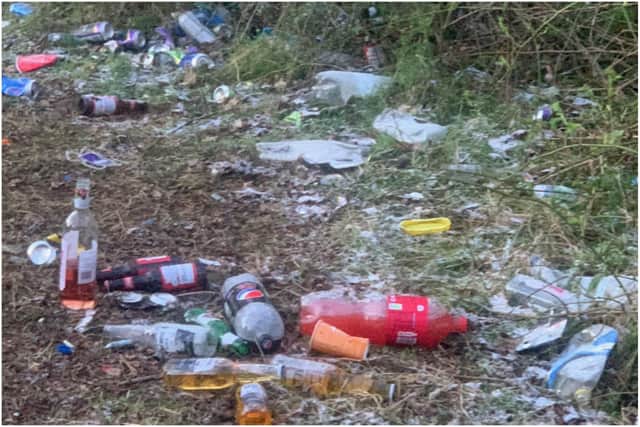 Bottles and cans dumped in Hebburn Riverside Park earlier in April.