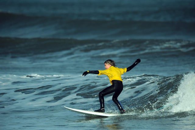 Competitors in the under 12's category of South Shields Surf School's Octuberfest surf competition at Sandhaven Beach, South Shields.