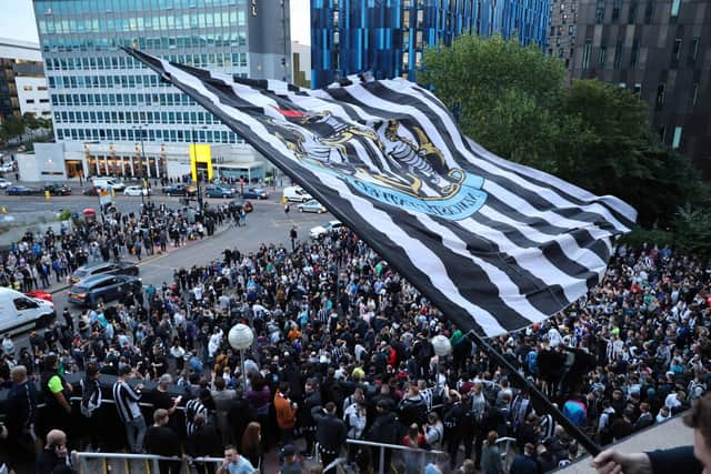 Newcastle United fans outside St James's Park.