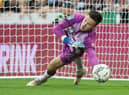 Freddie Woodman of Newcastle United fails to save a penalty from Charlie Taylor of Burnley in the shootout during the Carabao Cup Second Round match between Newcastle United and Burnley at St. James Park on August 25, 2021 in Newcastle upon Tyne, England. (Photo by Ian MacNicol/Getty Images)