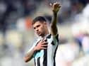 Newcastle United player Bruno Guimaraes waves to the fans after the Premier League match between Newcastle United and Nottingham Forest at St. James Park on August 06, 2022 in Newcastle upon Tyne, England. (Photo by Stu Forster/Getty Images)