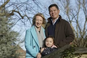 Epsom College head Emma Pattison, 45, her husband George, 39, and their daughter Lettie, seven. 