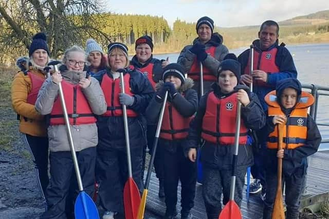 Members of KAYAKS on the trip to the Calvert Trust at Kielder Water.