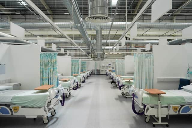 Inside the North East's Nightingale hospital as it was first prepared ready for patients. Image by Getty.