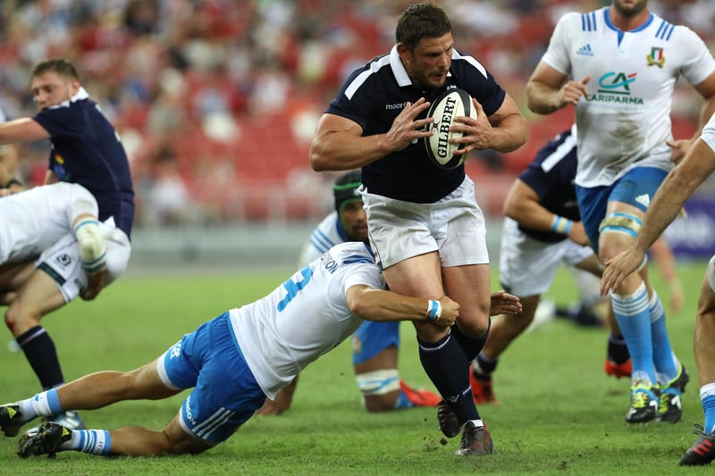 June 10, 2017: Italy 13, Scotland 34, summer test
Kelso's Ross Ford running with the ball at Singapore National Stadium (Photo by Lionel Ng/Getty Images)