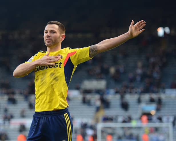 Phil Bardsley of Sunderland celebrates after the Barclays Premier League match between Newcastle United and Sunderland at St James' Park on February 1, 2014 in Newcastle upon Tyne, England.  (Photo by Michael Regan/Getty Images)