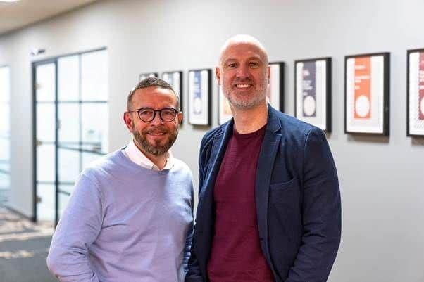 Provided images show newly appointed CEO, Chris Fletcher (right) with Visualsoft Chairman Simon Ward (left).