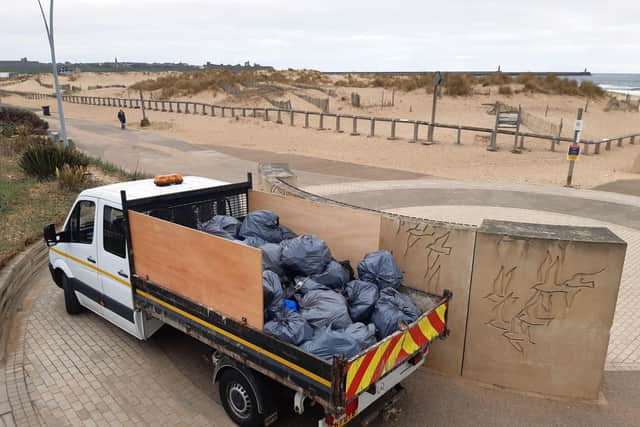 A rubbish collection from Sandhaven Beach following a busy spell at the seafront.