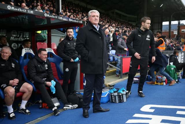 Paul Catterson, second left, on Newcastle United's bench.