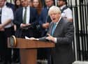 Outgoing Prime Minister Boris Johnson making his final speech as Prime Minister outside 10 Downing Street. Picture: PA.