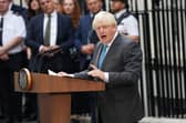Outgoing Prime Minister Boris Johnson making his final speech as Prime Minister outside 10 Downing Street. Picture: PA.