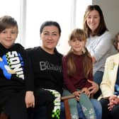 South Tyneside Councillor Ruth Berkley meets Ukrainian refugees Larysa Hutsuliak and her children David and Eva, along with their host Victoria Hayden.