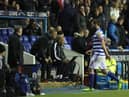 Reading striker Andy Carroll leaves the pitch after being sent off.