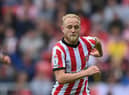 SUNDERLAND, ENGLAND - JULY 31: Sunderland player Alex Pritchard in action during the Sky Bet Championship between Sunderland and Coventry City at Stadium of Light on July 31, 2022 in Sunderland, England. (Photo by Stu Forster/Getty Images)