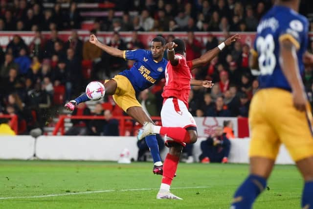 Alexander Isak scores Newcastle United's equaliser.