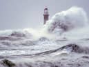 Huge waves generated by Storm Arwen, the last major storm to hit the region.