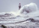 Huge waves generated by Storm Arwen, the last major storm to hit the region.