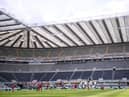 NEWCASTLE UPON TYNE, ENGLAND - JULY 26: A General view of play during the Premier League match between Newcastle United and Liverpool FC at St. James Park on July 26, 2020 in Newcastle upon Tyne, England. Football Stadiums around Europe remain empty due to the Coronavirus Pandemic as Government social distancing laws prohibit fans inside venues resulting in games being played behind closed doors. (Photo by Laurence Griffiths/Getty Images)