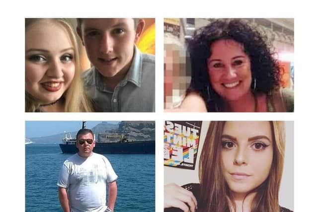 Clockwise from top left, Chloe Rutherford and boyfriend Liam Curry, Jane Tweddle, Courtney Boyle and Philip Tron.