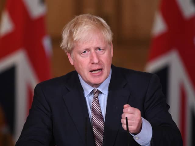 Prime Minister Boris Johnson during the virtual press conference at Downing Street, London. Image by PA.