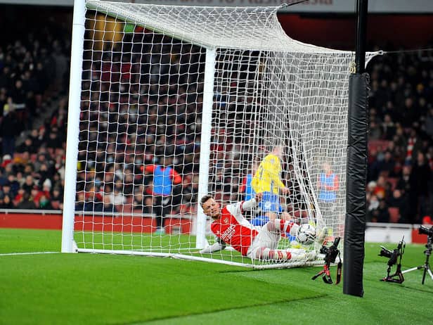 Nathan Broadhead scores at the Emirates