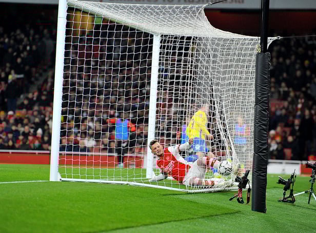 Nathan Broadhead scores at the Emirates