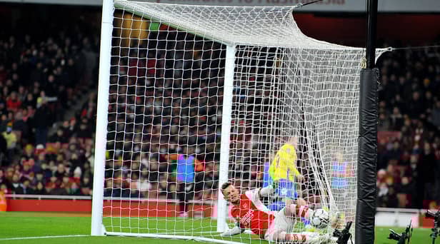 Nathan Broadhead scores at the Emirates