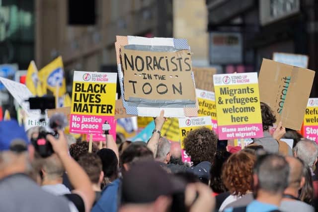 A large crowd in Newcastle gathered, peacefully, to stand against racism, islamophobia and division. Photo by Will Walker / NNP