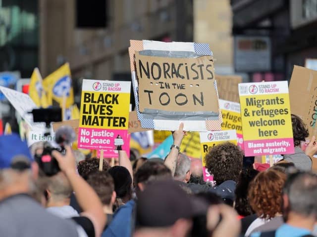 A large crowd in Newcastle gathered, peacefully, to stand against racism, islamophobia and division. Photo by Will Walker / NNP