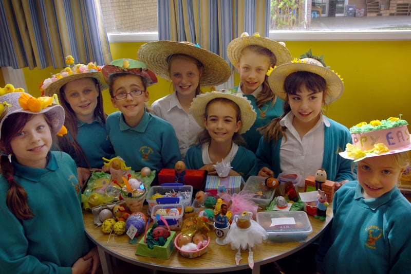 These Clavering Primary School pupils look delighted with their Easter creations in  2009. Does this scene bring back a smile?
