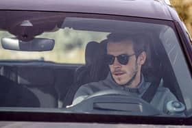 Real Madrid's Welsh forward Gareth Bale arrives to undergo coronavirus tests at the Ciudad del Real Madrid training facilities in Valdebebas, Madrid, on May 6, 2020. - Real Madrid started to undergo coronavirus tests today as La Liga clubs planned to return to restricted training ahead of the proposed resumption of the season next month. (Photo by BALDESCA SAMPER / AFP) (Photo by BALDESCA SAMPER/AFP via Getty Images)