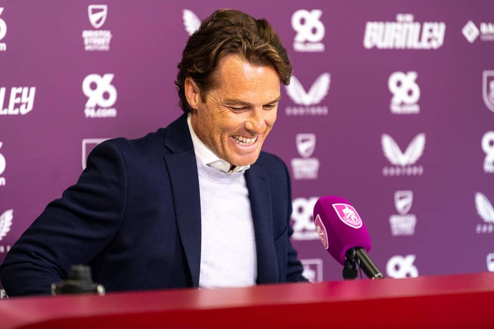 Scott Parker's first press conference since being announced the head coach of Burnley. Photo: Kelvin Lister-Stuttard