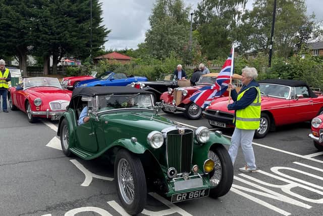 The start of the 2021 Prince Bishops Run at Stokesley, a 100-plus mile road run for 60 cars which club members have undertaken every year since 1988. It finished in front of Durham Cathedral.
