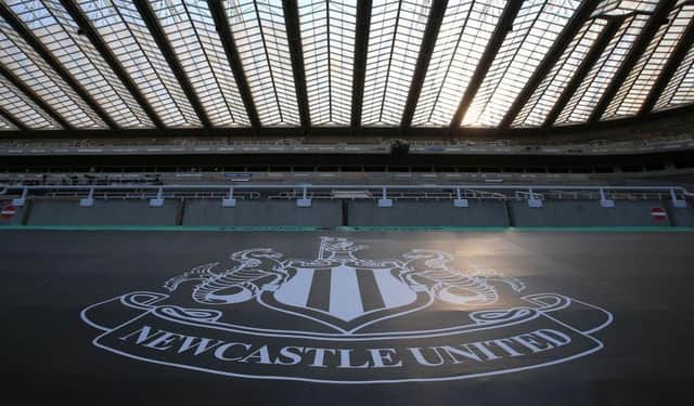 Newcastle United badge (Photo by LINDSEY PARNABY/POOL/AFP via Getty Images)
