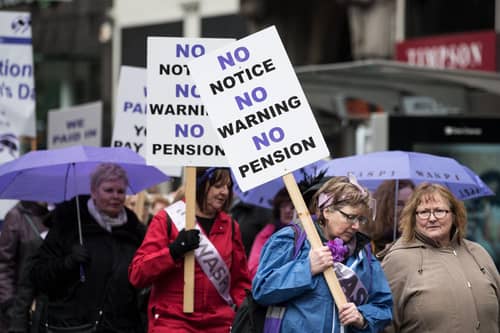 WASPI campaigners protesting against the changes to the State Pension Age affecting women born in the 1950s.