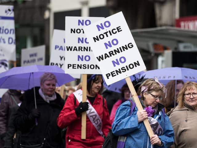 WASPI campaigners protesting against the changes to the State Pension Age affecting women born in the 1950s.