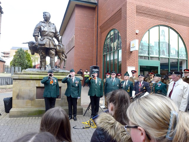 Anzac Day service at the John Simpson Kirkpatrick memorial statue.