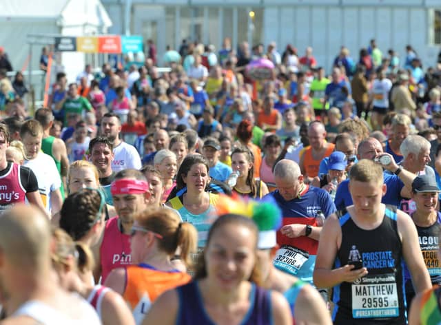 Finishers at the Great North Run, the last time the event was staged in 2019.