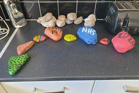 Some of the painted stones are dedicated to the NHS.