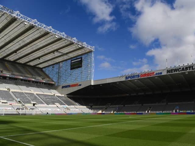 A general view of St James' Park with Sports Direct signage before the Premier League match between Newcastle United and Leicester City at St. James Park on September 29, 2018 in Newcastle upon Tyne, United Kingdom.  (Photo by Stu Forster/Getty Images)