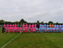 Team Chloe and Team Liam ahead of the charity football match.