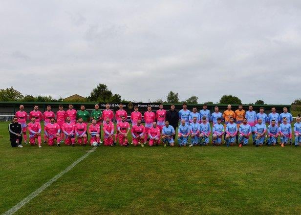Team Chloe and Team Liam ahead of the charity football match.