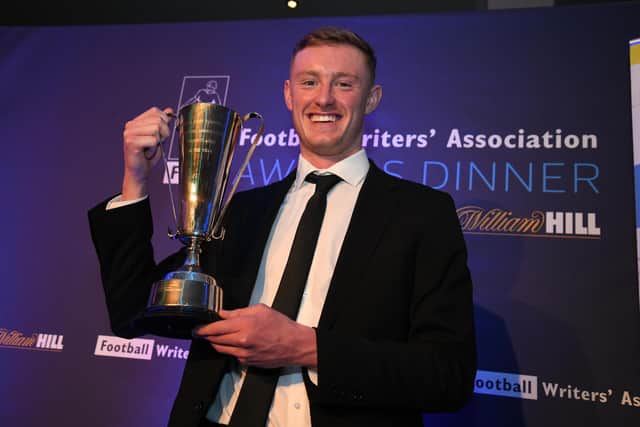 Sean Longstaff with the North East Football Writers' Association's young player of the year trophy. (Pic: Sir Bobby Robson Foundation/Barry Pells Photography)