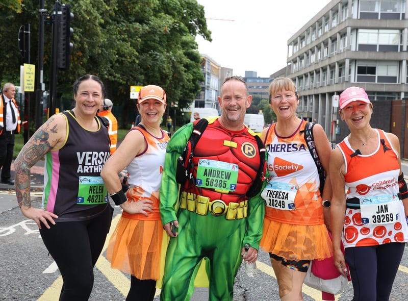 Big smiles as runners head for the start line on Sunday morning.