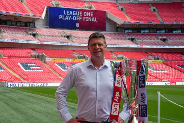 Sunderland legend Niall Quinn with the Play Off Trophy