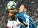 Lokomotiv Moscow's Portuguese midfielder Joao Mario and Juventus' Welsh midfielder Aaron Ramsey vie for the ball during the UEFA Champions League group D football match between FC Lokomotiv Moscow and Juventus at Moscow's RZD Arena stadium on November 6, 2019. (Photo by Dimitar DILKOFF / AFP) (Photo by DIMITAR DILKOFF/AFP via Getty Images)
